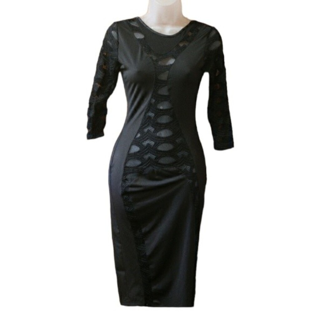 Bodycon Black Slip on Club Dress Small